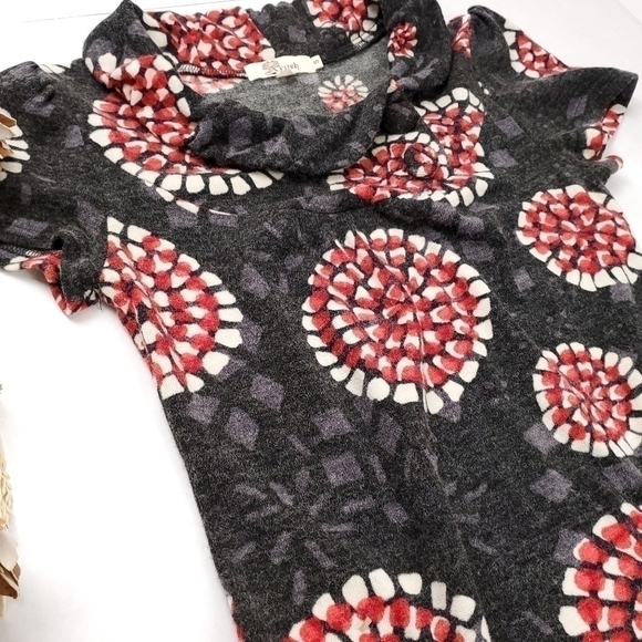 Anthro Aryeh Charcoal Red Poppy Boho Sweater Dress Sz S - Picture 2 of 12